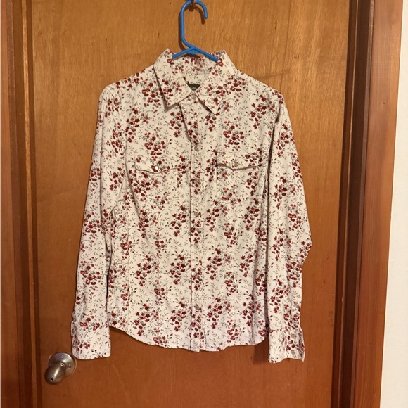 Eddie Bauer Tops - Eddie Bauer Vintage Women's 100% Cotton Corduroy Snap Front Shirt M